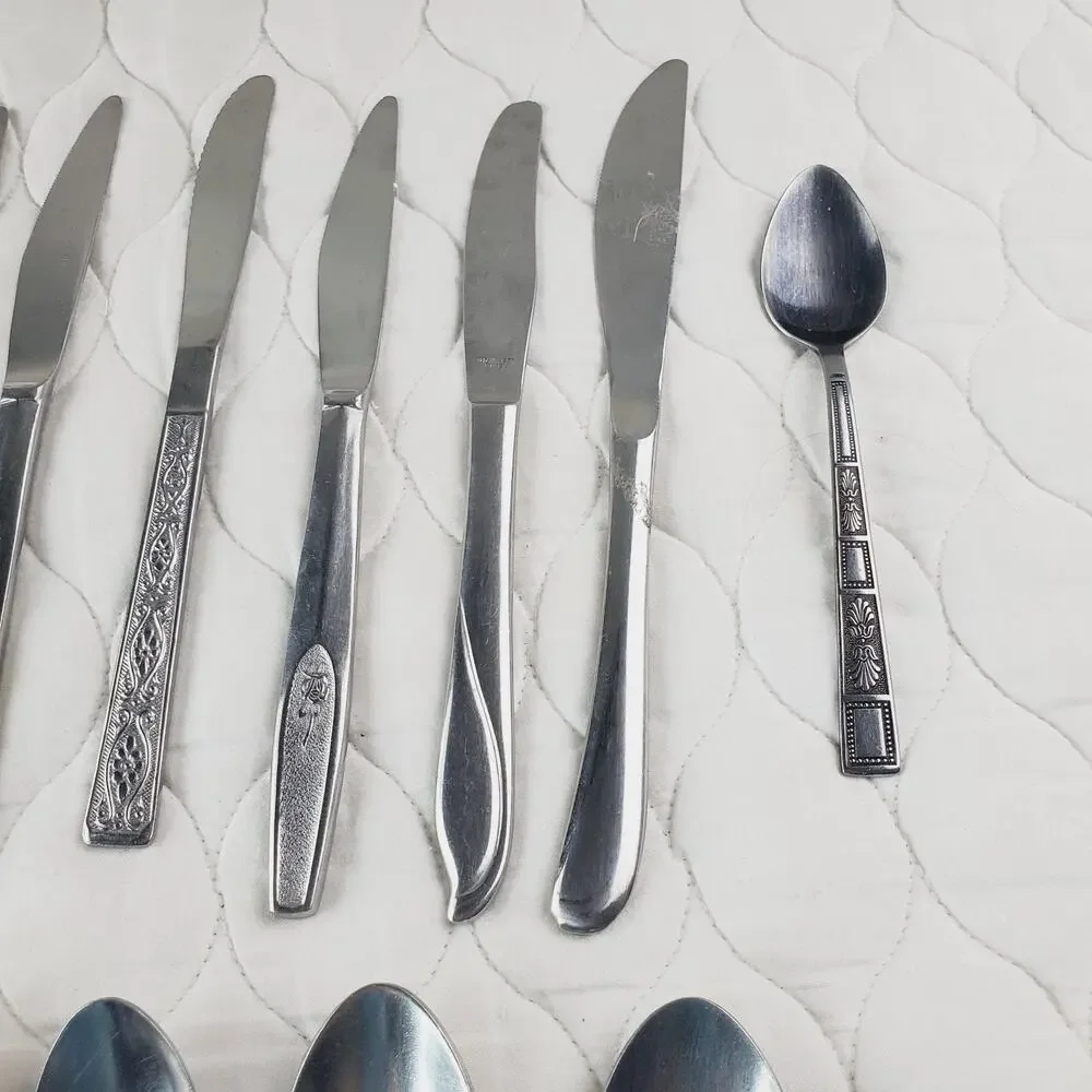 Lot of Silverware 40PCS Knife Spoon Fork Stainless Steel Kitchenware Many Brands